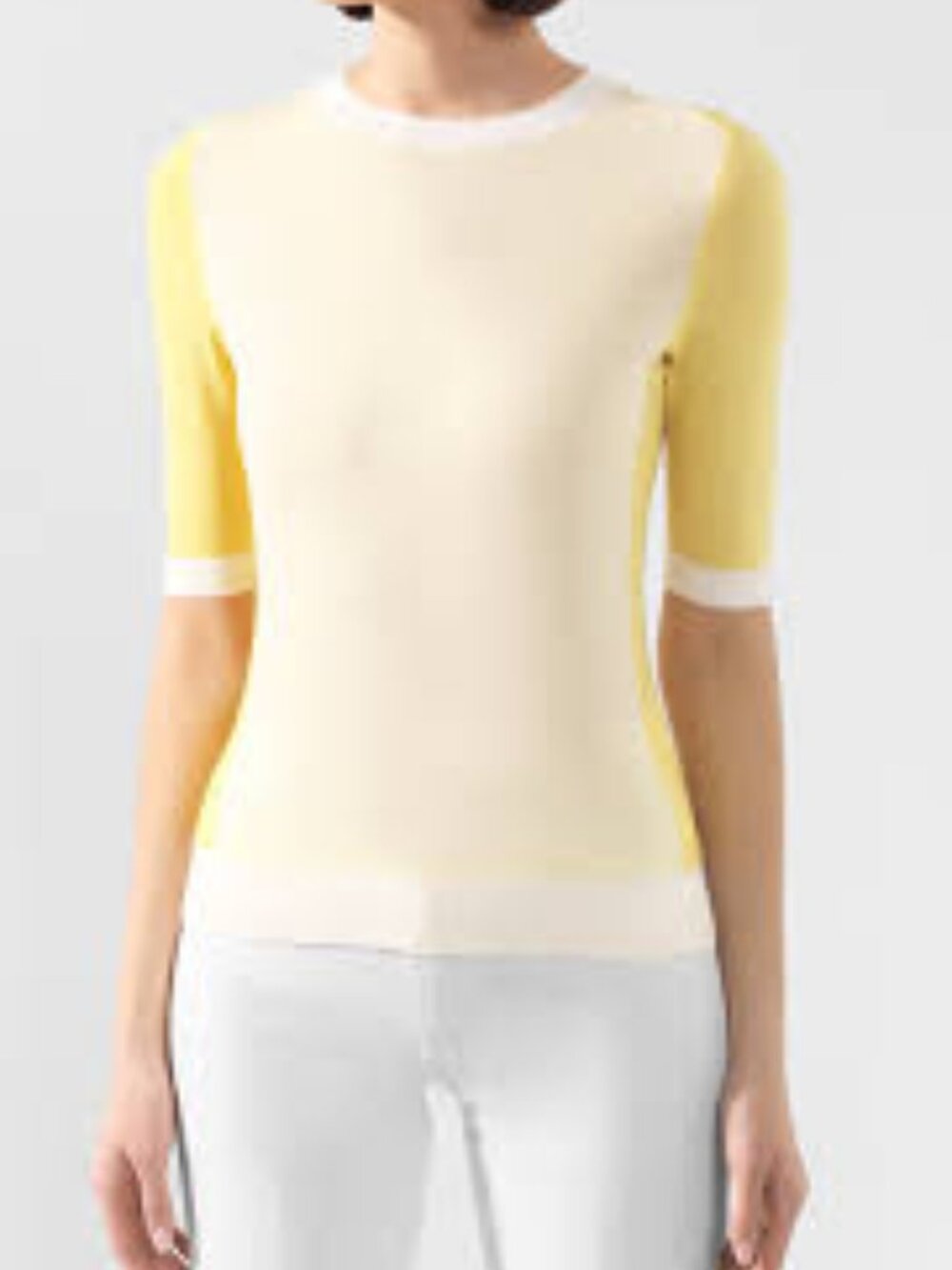 Hugo Boss Merino Superfine Wool Color block Short Sleeve Sweater Size S